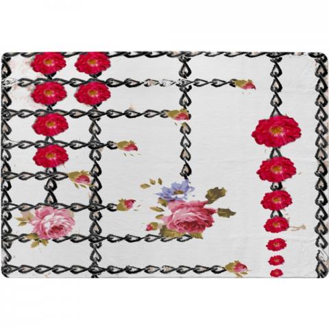 Roses  Chains Designer Rug - White / 200cm