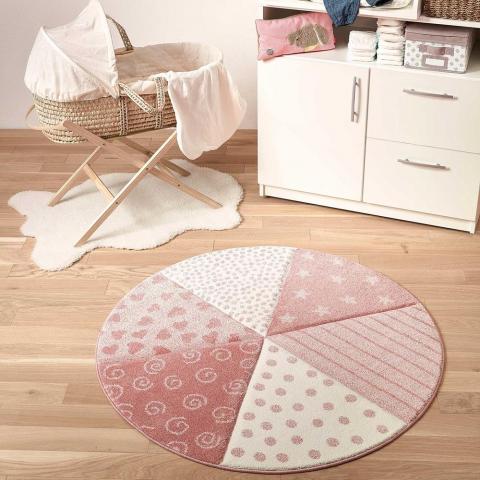 Round Canon Circular Rugs 21962 655 in Pink by Sigikid