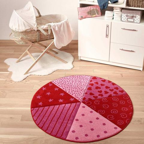 Round Canon Circular Rugs 21962 055 in Red by Sigikid