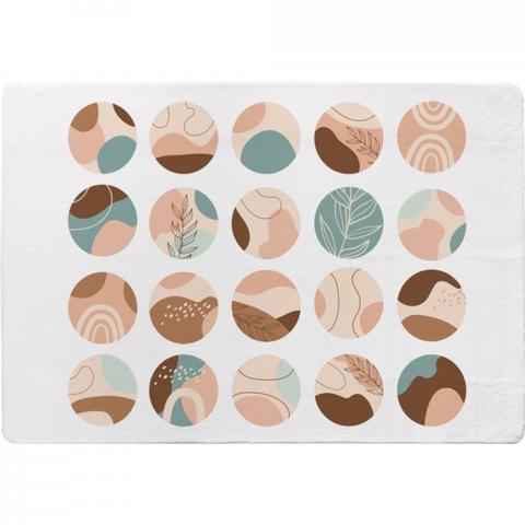 Round Texture And Floral Icons In Pastel Colours Designer Rug - White / 150cm