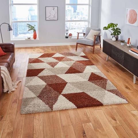 Royal 7611 Nomadic Geometric Beige Rust Rug  Round