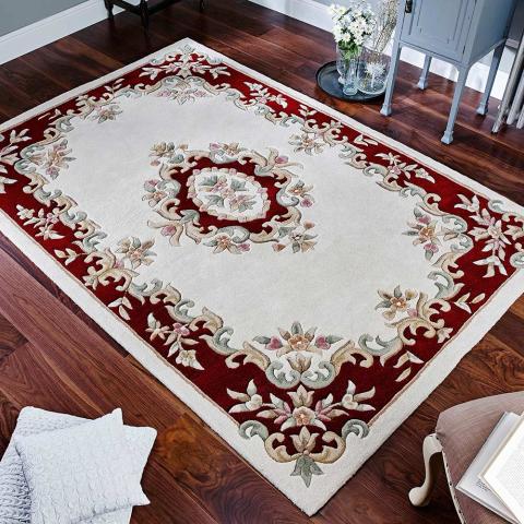 Royal Aubusson Cream Red Rug hm