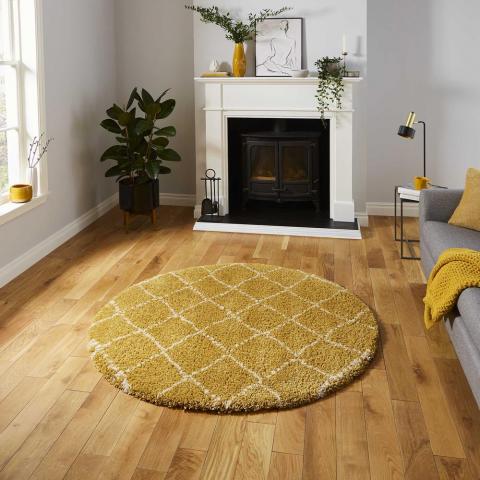 Royal Nomadic Circular Geometric Rugs 5413 in Yellow