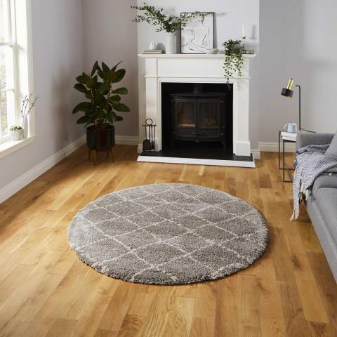 Royal Nomadic Circular Geometric Rugs 5413 in Grey Cream