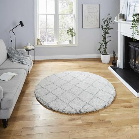 Royal Nomadic Circular Geometric Rugs 5413 in Cream Grey