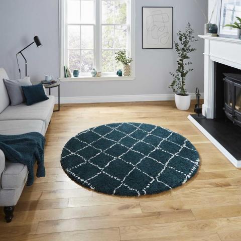 Royal Nomadic Circular Geometric Rugs 5413 in Dark Green