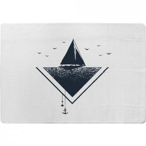 Sailboat At Sea Designer Rug - White / 150cm