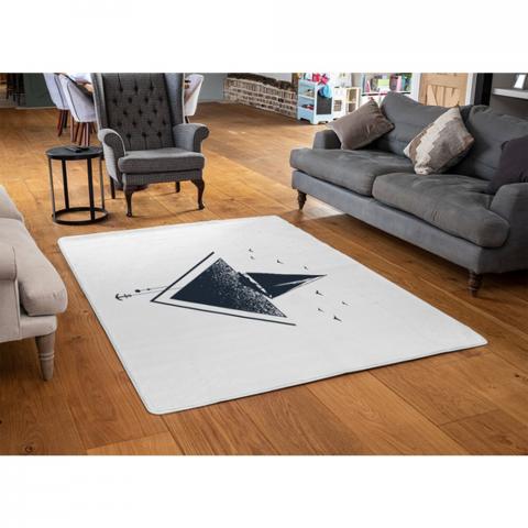 Sailboat At Sea Designer Rug - White / 110cm