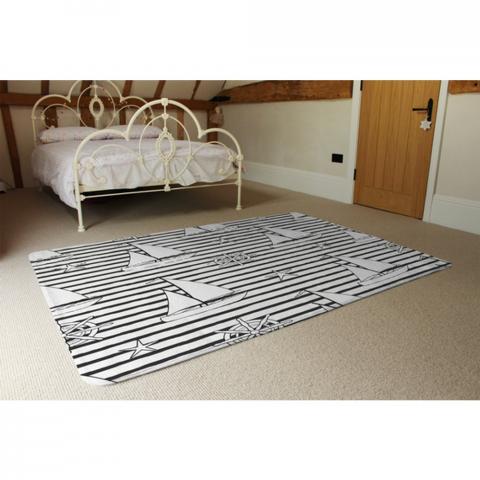 Sailboats Designer Rug - Black / 230cm