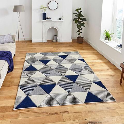 Sale Matrix MT15 Geometric Grey Navy Rug 