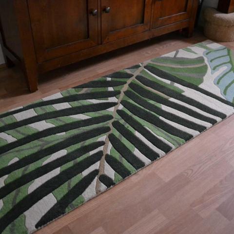 Sanderson Manila Botanical Wool Runner Rugs 46407 in Green