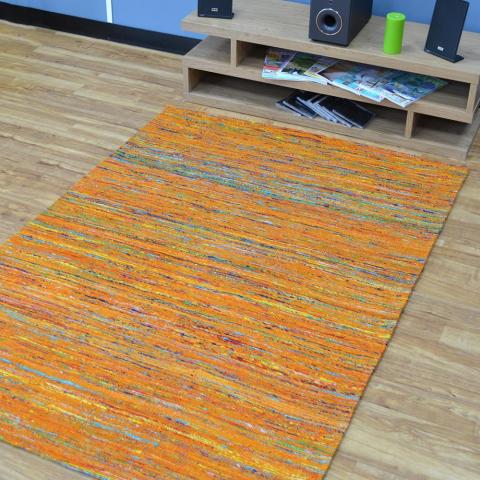 Sari Wool Rugs in Orange Mix