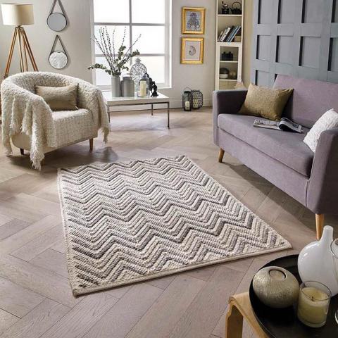 Savannah Chevron Rug in Cream and Natural