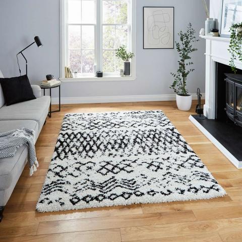 Scandi Berber G271 White Black Rug 