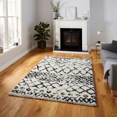 Scandi Berber G272 White Black Rug 