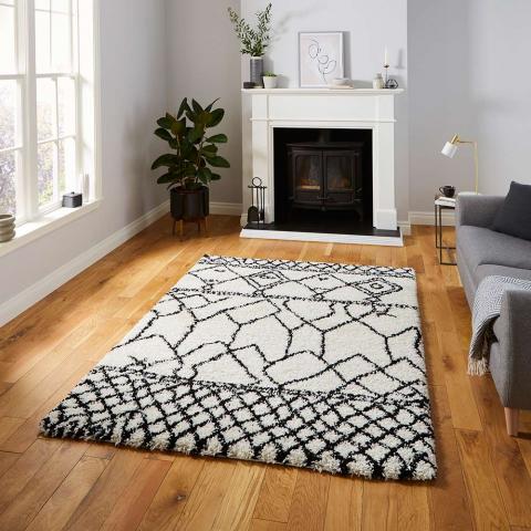 Scandi Berber G276 White Black Rug 