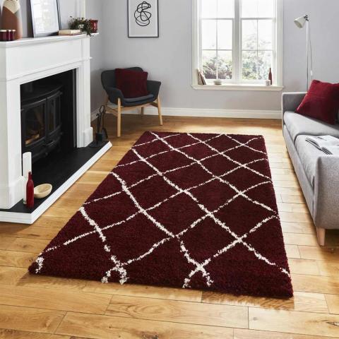 Scandi Berber Rug Red Cream G257 