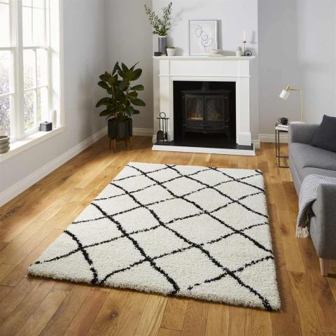 Scandi Berber Rug White Black G257 