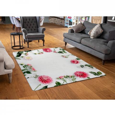 Scattered Flowers Designer Rug - White / 110cm