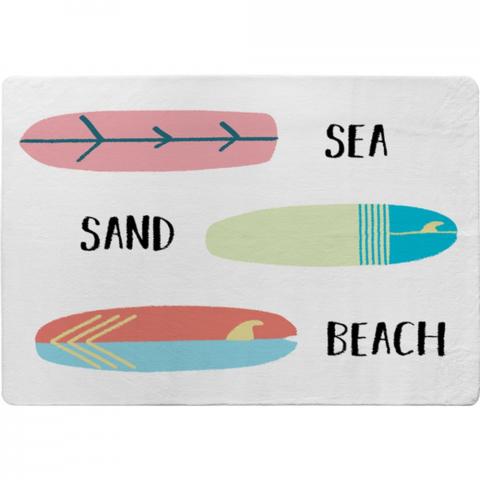 Sea, Sand, Surf, Beach Designer Rug - White / 150cm