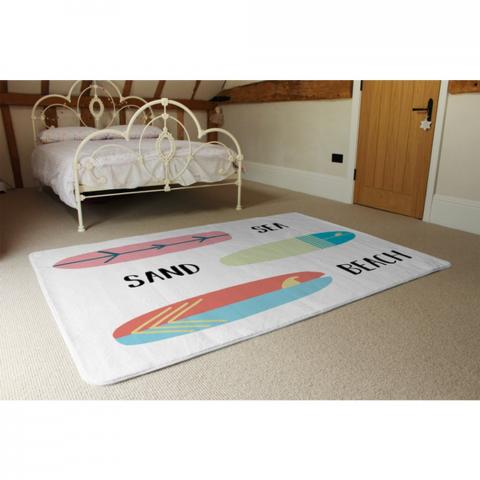 Sea, Sand, Surf, Beach Designer Rug - White / 230cm