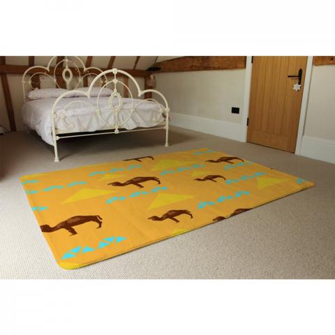 Seamless Pattern With Camels Designer Rug - Orange / 230cm