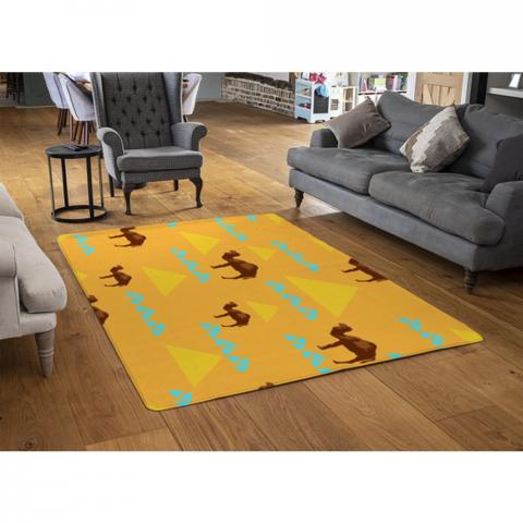 Seamless Pattern With Camels Designer Rug - Orange / 110cm