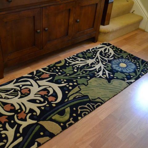 Seaweed Hallway Runner Rugs in 28008 Ink by William Morris