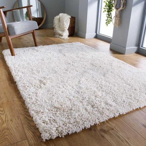 Serene Deep Shaggy Rug in Cream 