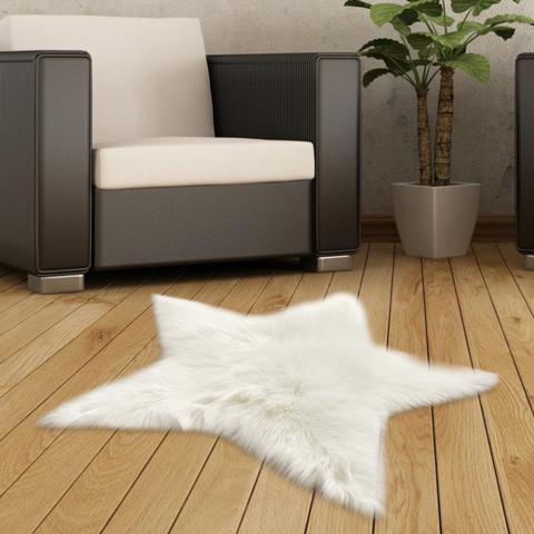 Shag Faux Fluffy Rug Star Shaped - White