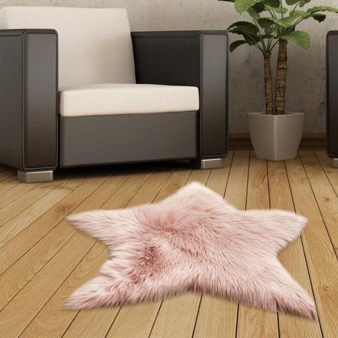 Shag Faux Fluffy Rug Star Shaped - Pink