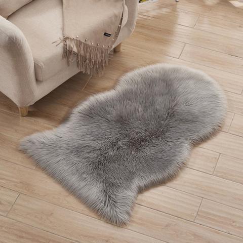 Shag Faux Sheepskin Fluffy Irregular Rug - Grey / 550G