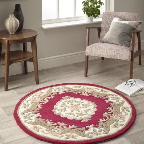 Shensi Traditional Circular Rugs in Wine