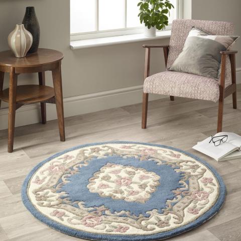 Shensi Traditional Circular Rugs in Blue