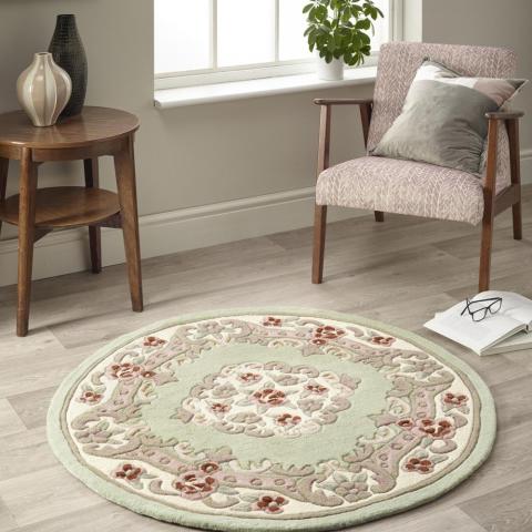 Shensi Traditional Circular Rugs in Green