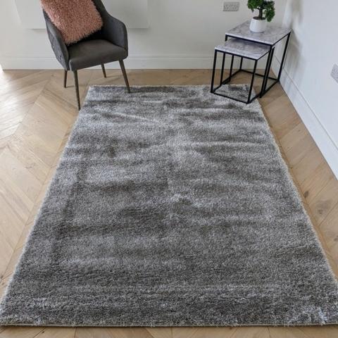 Shimmering Grey Shaggy Rug - Grey / 1kg