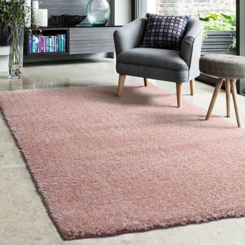 Shimmering Pink Shaggy Rug - Blush