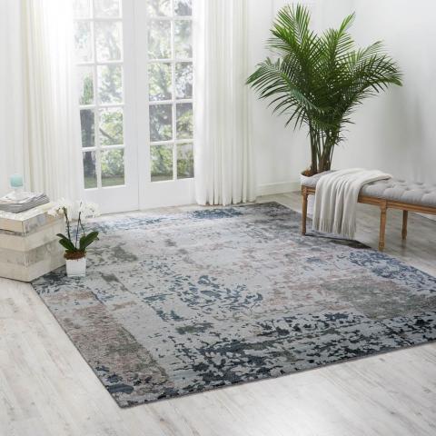 Silk Shadows Rugs SHA16 in Silver and Grey