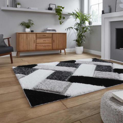 Silky Rug Black White Olympia 2239 