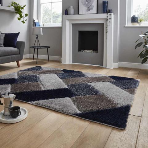 Silky Rug Grey Navy Olympia 2239 