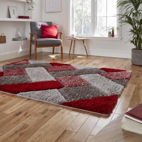 Silky Rug Grey Red Olympia 2239 