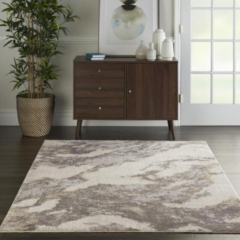 Silky Textures Rugs SLY03 by Nourison in Brown Ivory