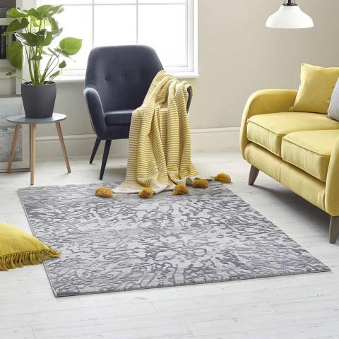 Silver Grey Abstract Rug High Rise 6321A 