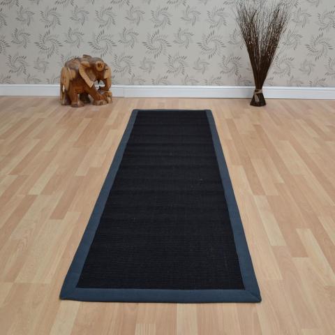 Sisal Hallway Runners in Black Grey