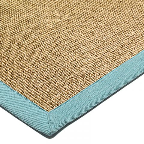 Sisal Rug Linen Aqua Border 