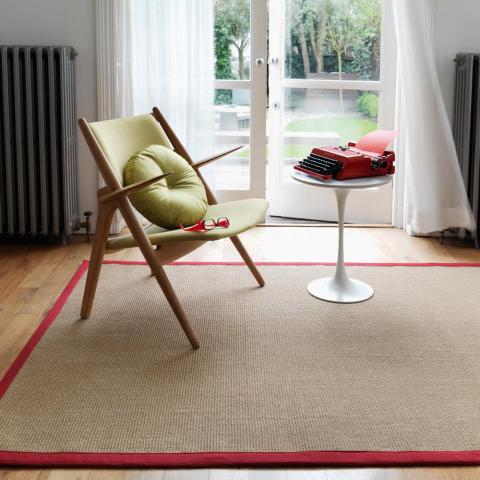 Sisal Rugs in Linen with Red Border