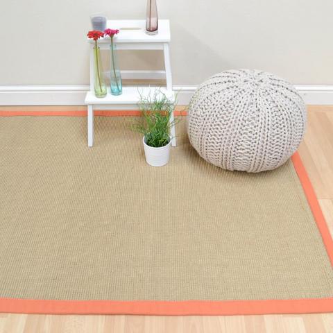 Sisal Rugs in Linen with an Orange Border