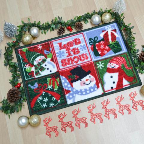 Six Square Snowman Christmas Mat