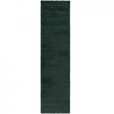 Sleek Soft Shaggy Plain Runner Rugs in Forest Green