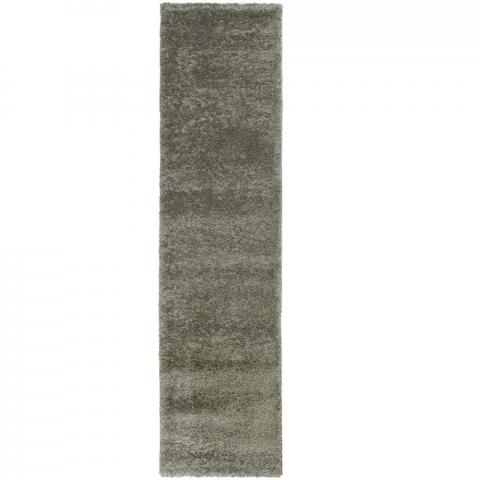 Sleek Soft Shaggy Plain Runner Rugs in Sage Green